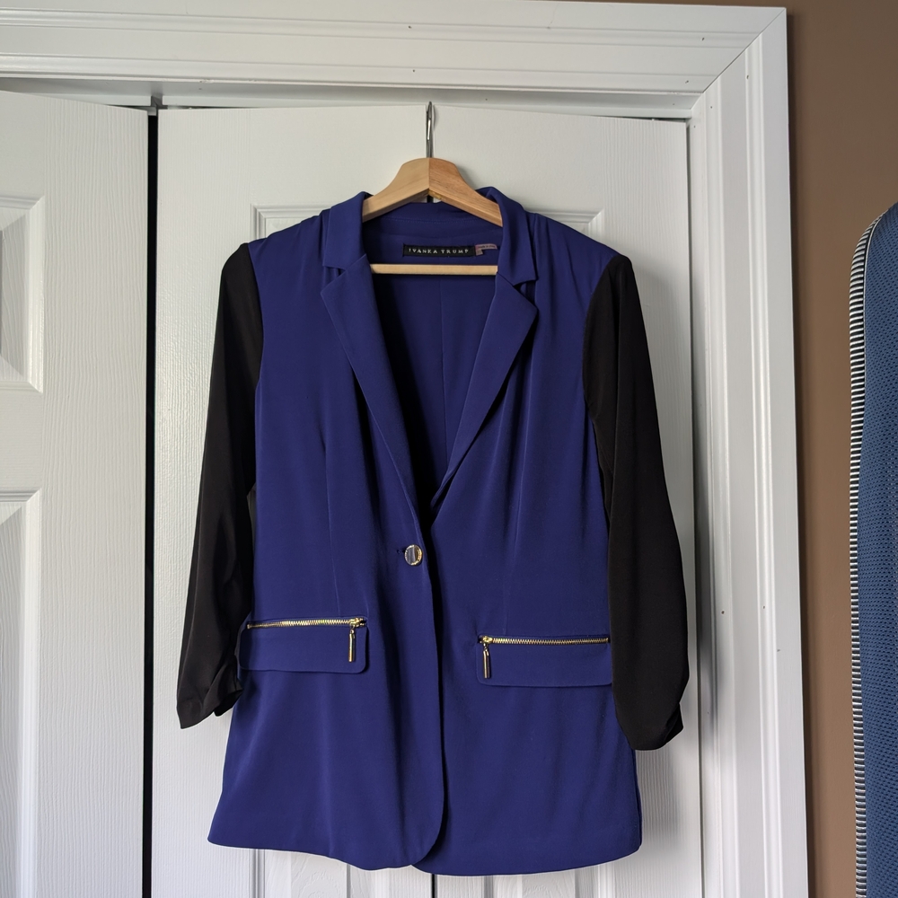Women's Blue and Black Blazer Jacket